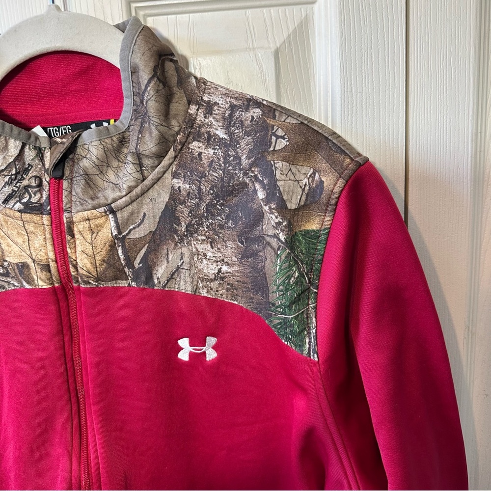 Under Armour Camo Pink Caliber 1/2 Zip Hunting Pullover Sweater Womens Size XL - Picture 5 of 9